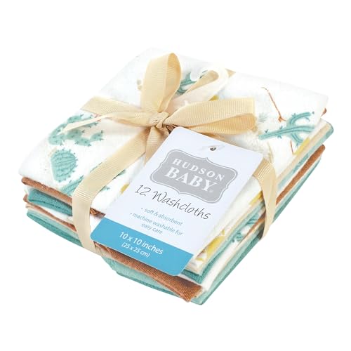 Image of Hudson Baby Unisex Baby Flannel Cotton Poly Washcloths, Desert Cactus 12 Pack, One Size