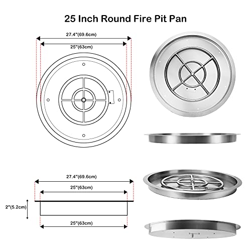 Stanbroil Stainless Steel Round Drop-In Fire Pit Pan With 18" Burner Ring, 25-Inch #TOP1