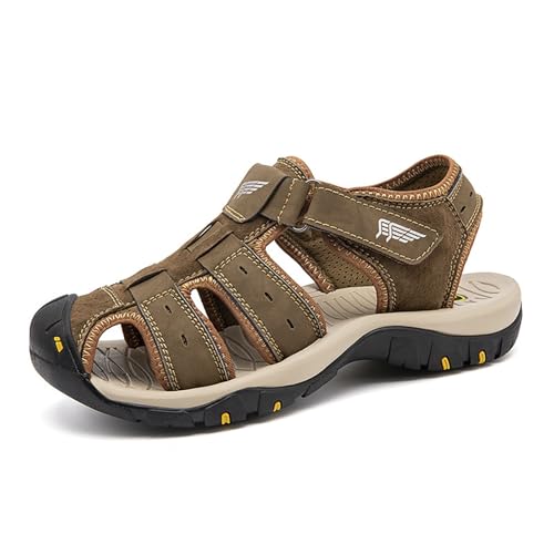 Men's Sport Sandals Outdoor Hiking Sandals Closed Toe Leather Athletic Lightweight Water Shoes