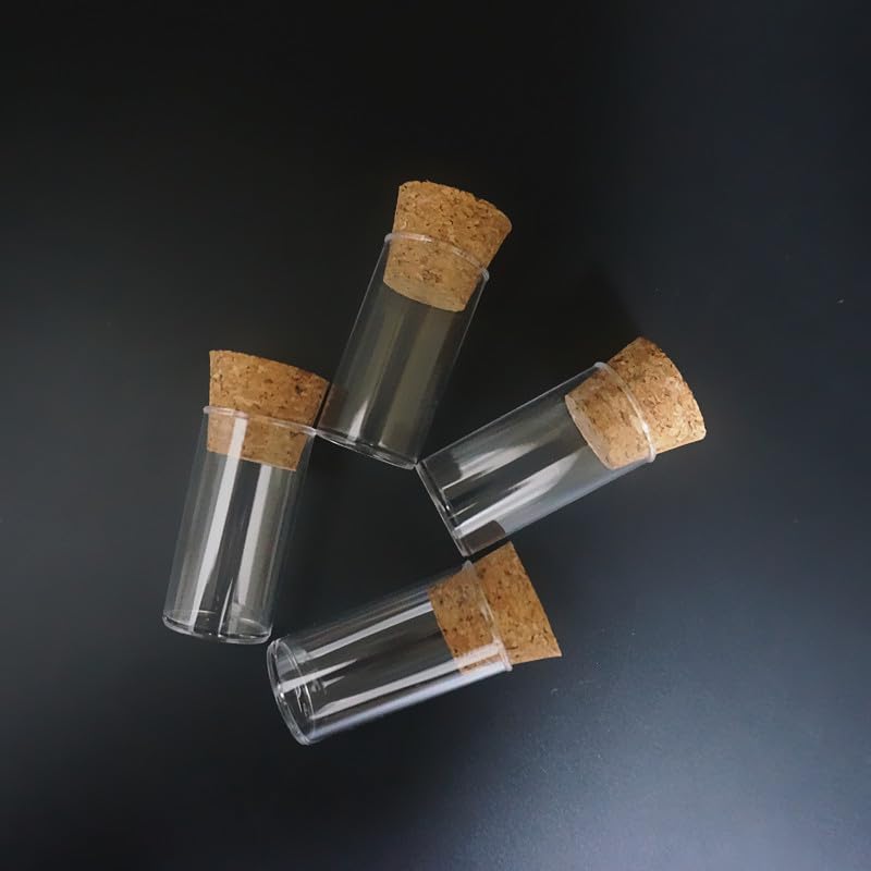 20pcs 30pcs 50pcs 100pcs 24x45mm Flat Bottom Tea Plastic Test Tube Drosophila Vials Culture Tube with Cork Stoppers(20pcs)