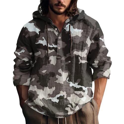 Sweat à capuche camouflage avec cordon de serrage veste loose noir XL