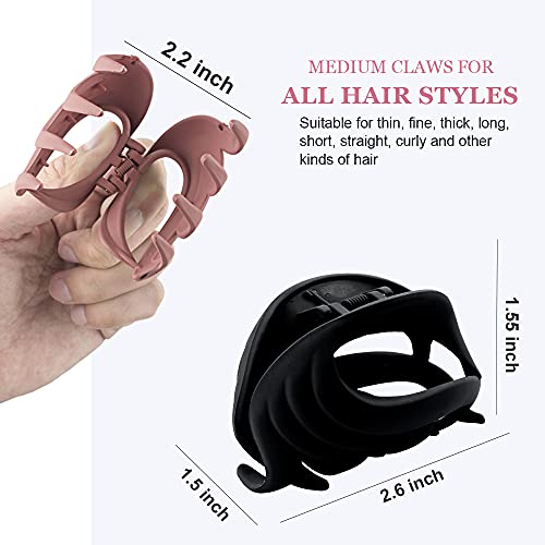 Medium Hair Claw Clips For Thin Hair, 2.6 Inch Hair Clips For Women Girls Kids, Strong Matte Flower Clips Jaw Clip For Fine Hair/Medium Thick Hair, Non Slip Hair Clamps With Gift Box (6 Packs) (Multi Colors) #TOP2