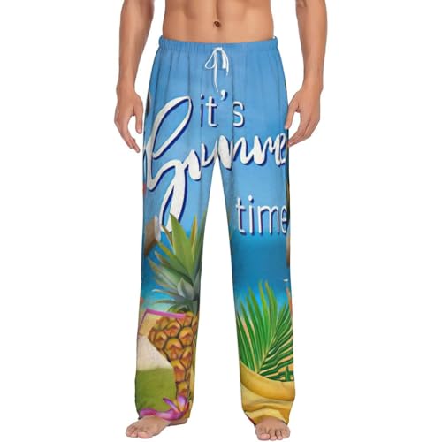Pantalon de pyjama en polaire pour homme avec imprimé oiseau et poches