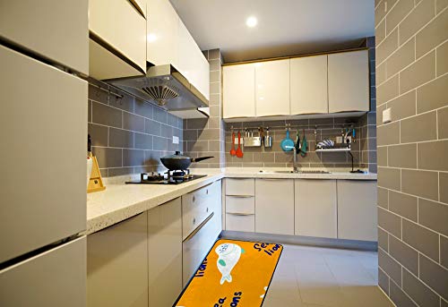 Tapis de cuisine antidérapant et imperméable super confortable jaune