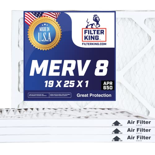 Filter King 19X25X1 Air Filter | 4-Pack | Merv 8 Hvac Pleated Ac Furnace Filters | Actual Size 18.5 X 24.5 X .75" #TOP5