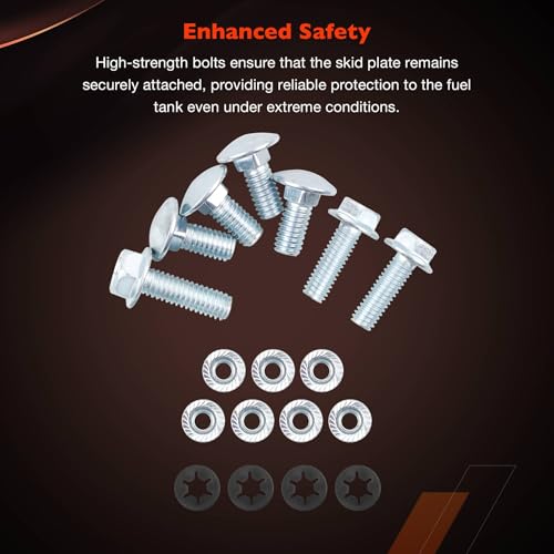 Image of ATRACYPART Gas Tank Skid Plate Bolts Compatible with Jeep Wrangler YJ CJ CJ5 CJ7 Scrambler 1976-1995 (Include Bolts & Flange Nuts & Pushnut Bolt Retainers)