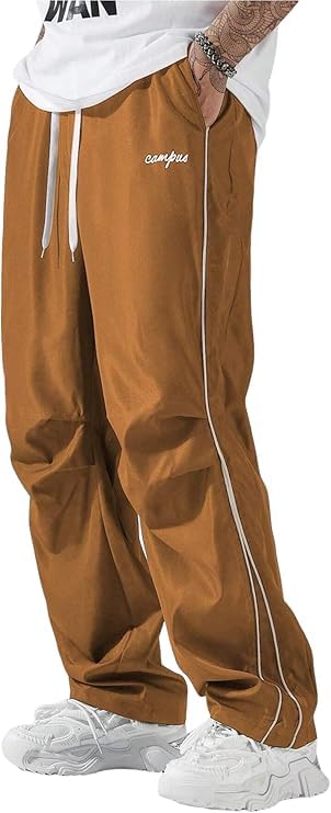 Pantalon de parachute homme large fluide au design streetwear vintage