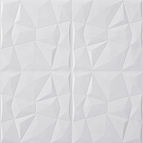 Papel pintado 3D autoadhesivo extraíble en blanco diamante pack de 10 paneles para pared 4