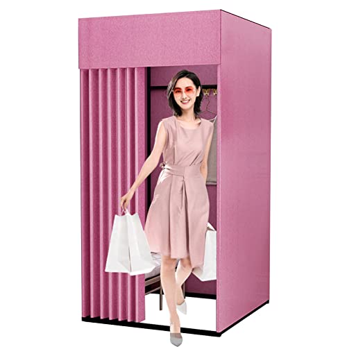 AMSXNOO Cabine D'essayage, Mobile Magasin De Vêtements Salle D'essayage, Détaché Vestiaire Portable D'intimité, Coton Et Lin Dressing Rideaux Occultants pour Centres Commerciaux Bureaux
