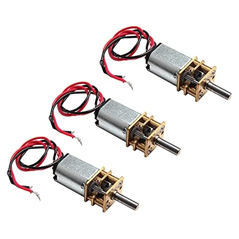 Acxico 3Pcs Mini Micro N20 Gear Motor DC 3V-6V Slow Speed Full Metal Gearbox DIY Robot Car Cover