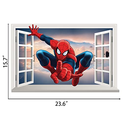 Spiderman Wall Decal Realistic 3D Superhero Wall Sticker, Children's Vinyl Mural For Kids Bedroom Living Room Playroom Nursery Wall Decoration (15.7 X 23.6 In） #TOP6