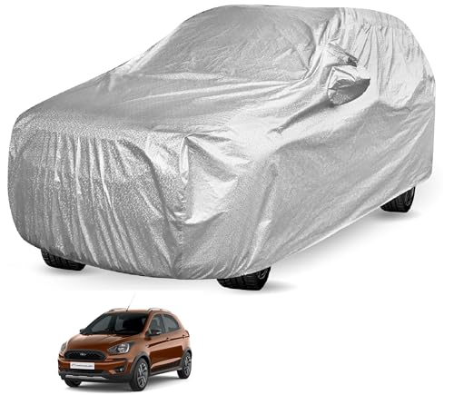 Image of Auto Hub Waterproof Car Cover Compatible with Ford Freestyle with Mirror Pockets, Soft Cotton Lining, Freestyle Car Cover Waterproof, Metallic Silver