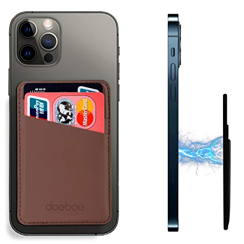 doeboe Magsafe ウォレット iPhone 12 Pro MAX と互換性あり、iPhone 12 の背面用レザーカードホルダー、iPhone 12 Mini Pro 用磁気クレジットカードウォレット (ブラウン)