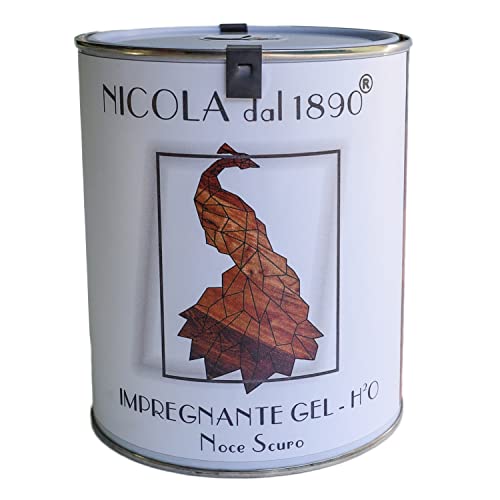 NICOLA VERNICI Impregnante Legno all'Acqua in Gel, per Esterni e Interni, Made in Italy, 1,2 LT, Color Noce Scuro