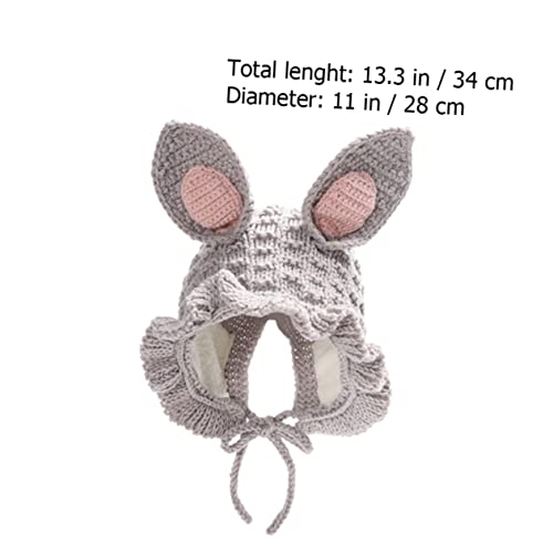 Warm Knitted Baby Hat Rabbit Ears Soft Yarn Winter Cap for Newborns to Toddlers (6 Months to 3 Years) Cozy Ear Protection Stylish Design for Cold Weather Grey2