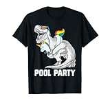 Bonito flotador de piscina de dinosaurio para cualquier persona que ama los dinosaurios y los unicornios. Cuenta con un bonito dinosaurio que sostiene un flotador de piscina de unicornio para nadar. Divertido flotador de piscina trex para cualquier fiesta en la piscina o actividad de verano. Producto oficial de GoshWow.