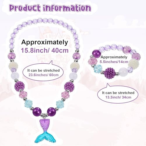 Sumind 6 Sets Toddler Jewelry for Little Girls Baby Beaded Necklace and Bracelet Costume Dress up Jewelry Gifts Princess Party Favors(Flower Style)2