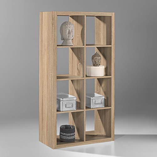 STYLE Modernes Würfelregal Eiche Sonoma Optik, ideal für Faltboxen - Praktisches Raumteiler Regal mit offenen Fächern - 77 x 147 x 38 cm (B/H/T)