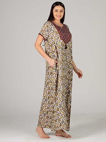 Image of Evolove Women's Viscose Liva Long Maxi Night Gown Nighty Dress with Pocket, Super Soft Comfortable (LNG-Rayon)
