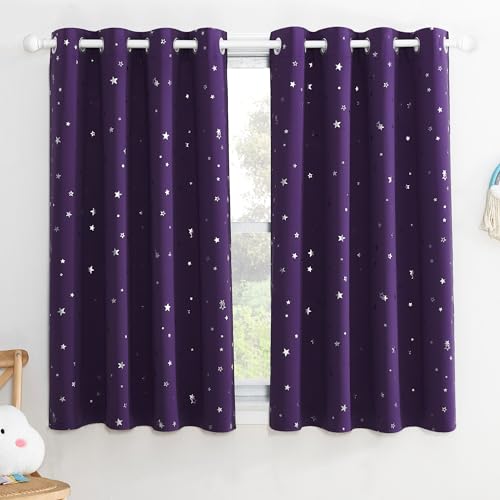 PONY DANCE Purple Blackout Curtains for Bedroom