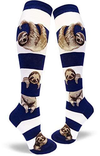 ModSocks Women's Sloth Stripe Knee High Socks in Navy