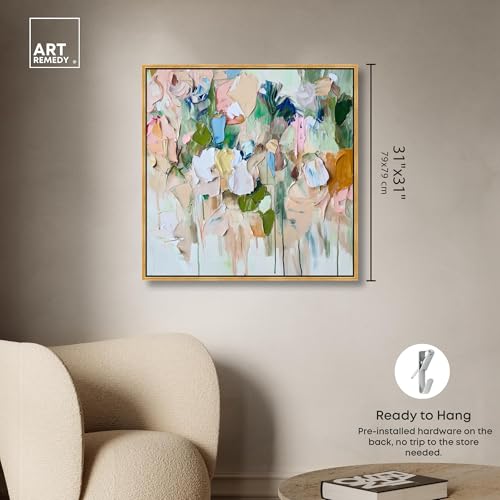 Art Remedy Bright Tropical Art Canvas, 30" x 30", Gold Frame, Hint of Mint I by Art Remedy - Image 4