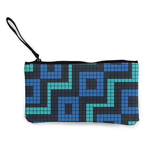 Preisvergleich Produktbild Gpedadf13 Unisex-Münztasche Blue Box Pattern Leinwand Münzgeldbörse Handy-Kartentasche mit Griff und Reißverschluss