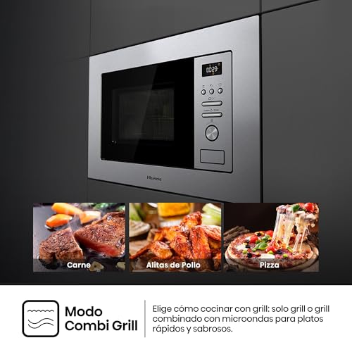Hisense BIM320G41X - Microondas Integrable, 1000W, 20L, Alto 38.8cm x Ancho 59.5cm, Color Inox, 5 Niveles de Potencia, 15 Programas Preestablecidos, Grill Combo, Descongelar por Tiempo o Peso - imagen 6