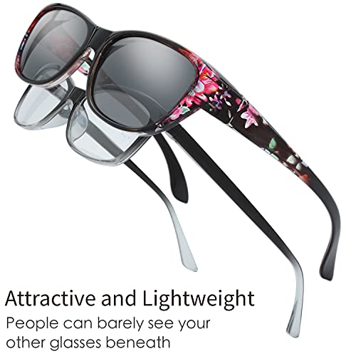 Image of The Fresh High Definition Polarized Wrap Around Shield Sunglasses for Glasses - Leather Eyeglasses Case