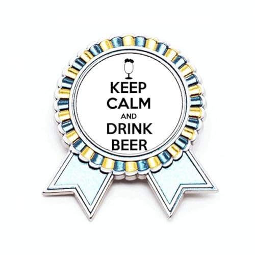 Broche métal de qualité « Keep Calm And Drink Beer » M aux finitions soignées