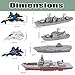 WASAiKA Military Naval Vessel Naval Ship with Launching Cruise Missile and Battle Ship Group, Small Scale Pull Back Fighter Jet, Ideal Present Army Toys Set for Kids Boys Girls