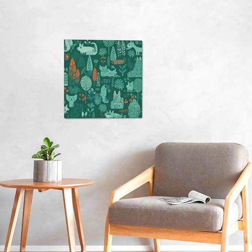 Impression sur toile animaux verts sans cadre 30x30 cm pour salon