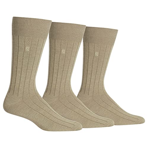 Chaps Men's Soft Touch True Rib Dress Crew Socks-3 Pair Pack-Modal Blend and Embroidered Detail