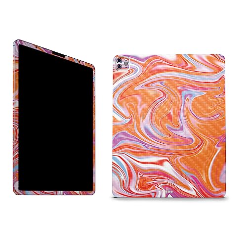 Image of MightySkins Carbon Fiber Skin Compatible with Apple iPad Pro 12.9 inch M2 6th Gen (2022) Full Wrap Kit - Orange Swirl | Protective, Durable Textured Carbon Fiber Finish | Easy to Apply | Made in The USA