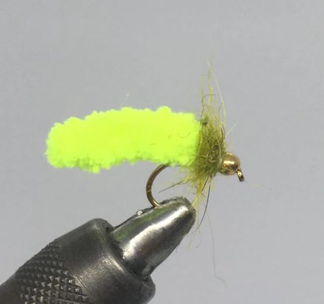 Strike Fly Company One Dozen (12) - Tungsten Beadhead Mopfly - Chartreuse (12)