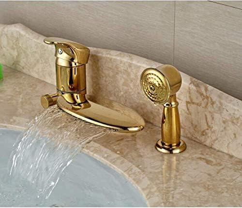 Robinet en forme de pont doré pour une salle de bain moderne et lumineuse