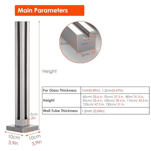 Poteau de garde-corps acier inoxydable de 95 cm pour balustrade haut de gamme - 3