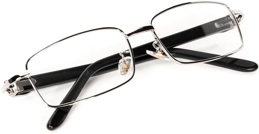 Street Knitted Retro 90's Luxury Men's Classic Rectangle Full Silver Metal Frame Eye Glasses Vintage Black Arm Square Hip Hop Clear Lens Eye Glasses For Men image 6 of 8 B0DFXBTMW4