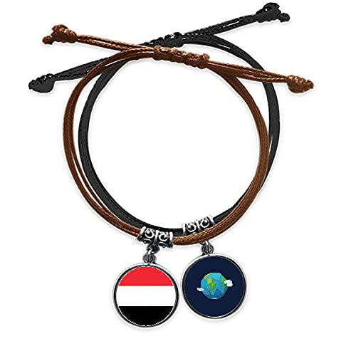 Pulsera de cuero de la bandera de Yemen y cordón trenzado de Asia