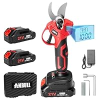 Anbull Akku Astschere, 40 mm Elektrische Gartenschere mit SK5-Klingen, bürstenloser Motor, 2×2000 mAh Akkus, kompatibel mit Makita 18V, kabellose Gartenschere für Äste und Obstbäume