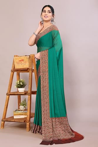 Image of MIRCHI FASHION Saree for Woman Chiffon Madhubani Print | Breathable Comfortable Printed Saree for Office and Regular Use (Available in 15 Designs)