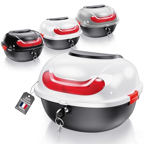 Mihoho Top Case Universel pour Scooter Moto Quad Buggy | Coffre à Casque | Coffre à Porte-Bagages | Coffre à Casque | Coffre à Porte-Bagages (Blanc)