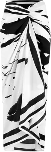 Image of AARAM Stylish Premium Women's One Piece Swimsuit with Cover Ups Wrap Skirt Sarong Retro Floral Print Monokini Tummy Control Swimwear, Printed Swimming Costume for Women Beach Wear