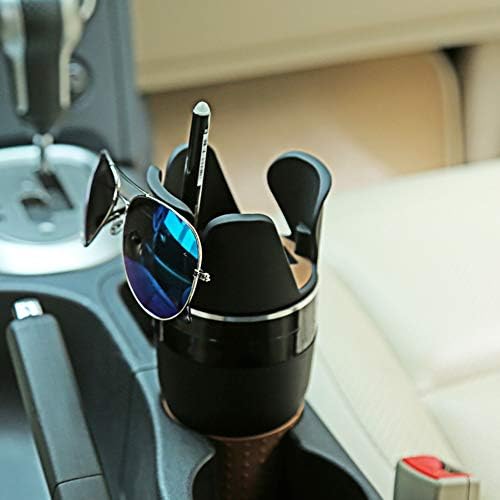 GES Multifunctional Car Cup Holder, Drink Holder , 4 in 1 Vehicle-Mounted Water Cup Holder Extender Organizer 360°Rotating Adjustable Base Bottles Rack for Car Intentior (Black)