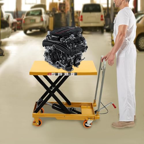 Hydrauliczny wózek stołowy z podwójnym podnośnikiem nożycowym, nośność 300 kg, ręczny podnośnik hydrauliczny z kółkami blokującymi, do przenoszenia ciężkich materiałów, przenośny i designerski