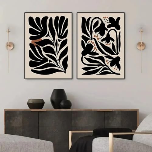 Poster fleurs abstraites noires tableau déco murale moderne grand format 60x90 pour séjour - 4