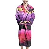 Coloranimal Herren Langarm Nachtwäsche mit Tasche Leichter Wärme Bademantel Nachtwäsche Pyjama, Hawaii-Palme, Einheitsgröße
