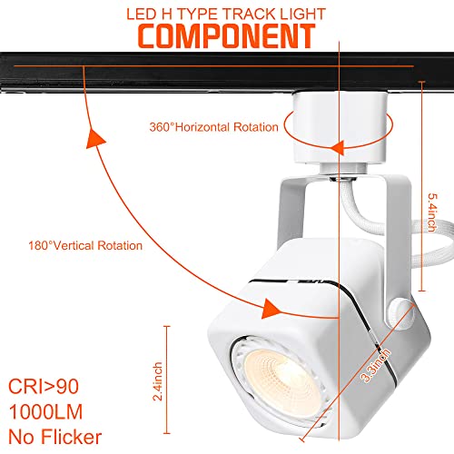 Eaglod 10W Dimmable Halo Led Track Light Head,3 Wire Single Circuit H Type Track Lighting Rail Ceiling Spotlight For Accent Task Wall Art Lighting, Kitchen 120V 36° Angle 6 Pack(3000K Warm White) #TOP7