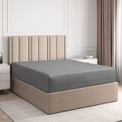 Fitted Bed Sheet - Soft Brushed Microfiber & Wrinkle Fade Resistant Extra Deep 30cm- All Around Elastics  (OEKO-TEX Certified) (Super King, Black)