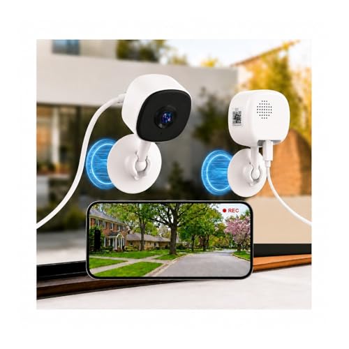 Chen Che 2K Window Camera Wifi Window Security Camera for Looking Outside Indoor Cameras for Home Security Night Vision 24/7 Recording Human/Motion Detection Drill Free Installation